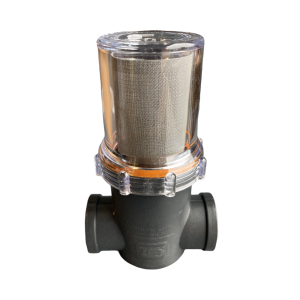 GP CLEAR BOWL WATER FILTER 1 1/2" I/O 50 MESH S.S.
