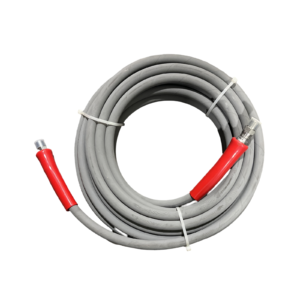 DOUBLE WIRE 6000PSI GRAY 3/8" x 50 HOSE W / RED BEND RESTRICTORS / SUPERJET