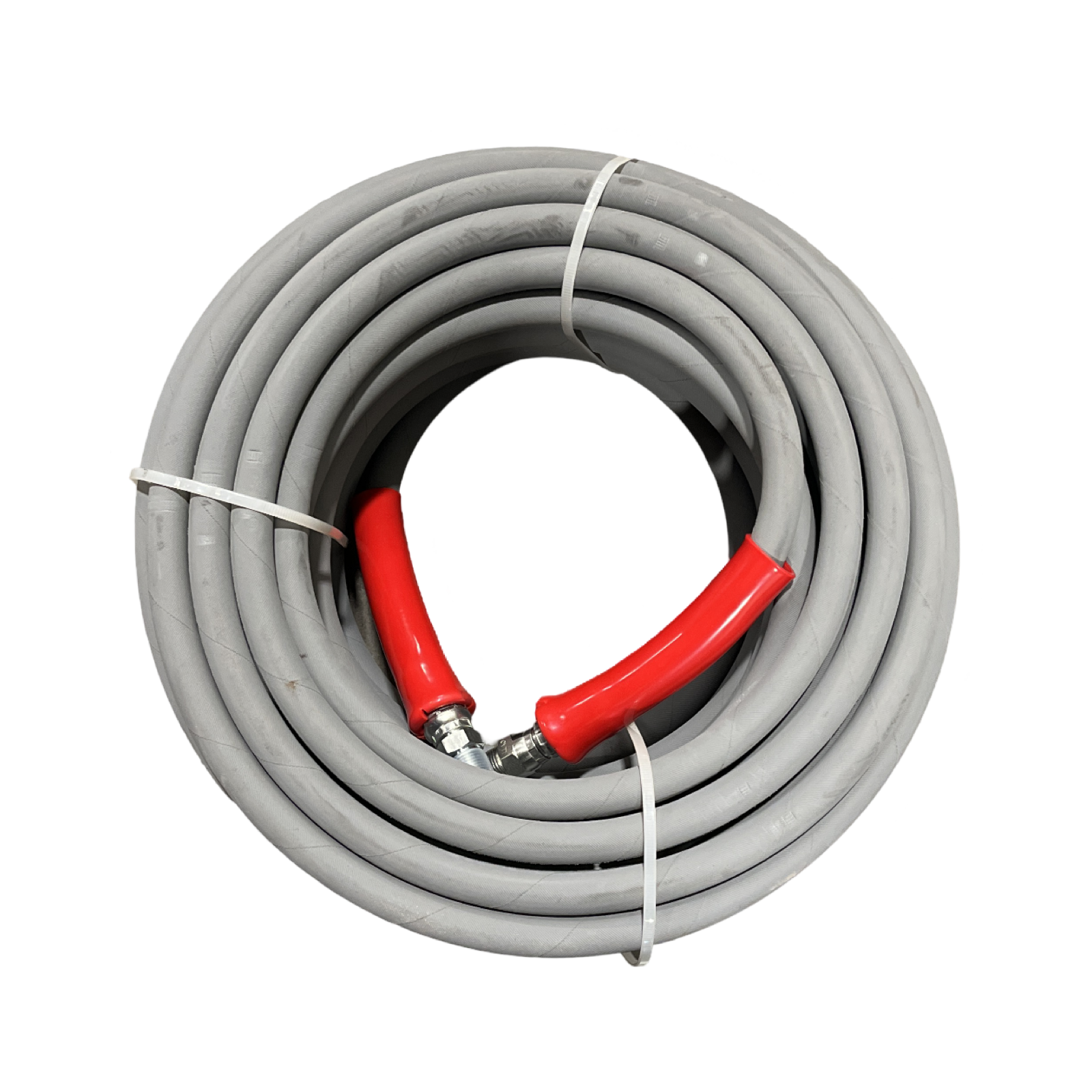 DOUBLE WIRE 6000PSI GRAY 3/8" x 100 HOSE W / RED BEND RESTRICTORS / SUPERJET
