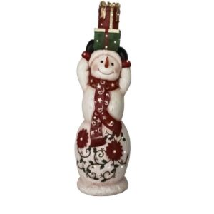 WOOD CUT LOOK SNOWMAN W/ GIFT STACK
